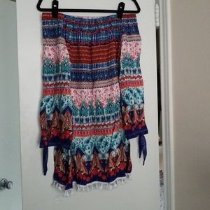 Off The Shoulder Tribal Print Dress